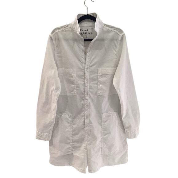 Frank & Eileen Ireland Performance Linen Long Sleeve Playsuit In White Size XL - Picture 2 of 13